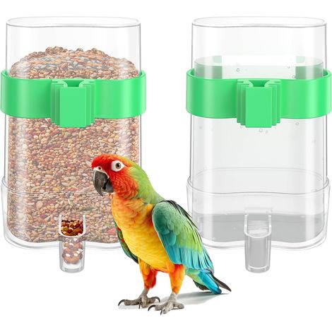 Lot de 2 distributeurs d'eau automatiques pour oiseaux - Accessoires pour cages à oiseaux (perruches ondulées, calopsittes, inséparables, canaris et pinsons) (1/5)