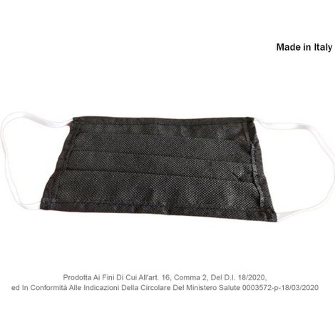 12 Pezzi Mascherina Tessuto TNT Colore Nero Made in Italy (1/5)