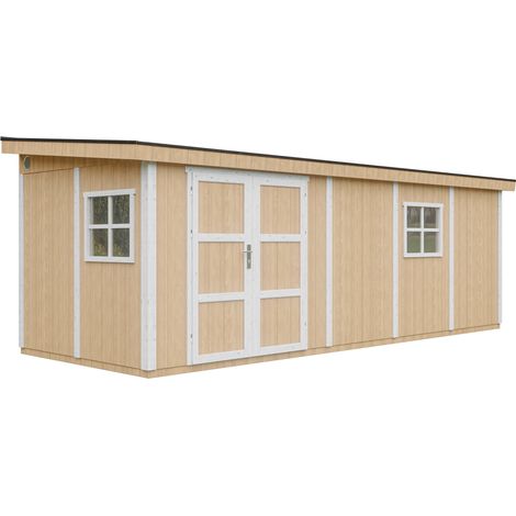 Abri de Jardin Qualité Premium 14,30 m² - H231x248x648 cm - Timbela M941-HARVEST HONEY (1/5)