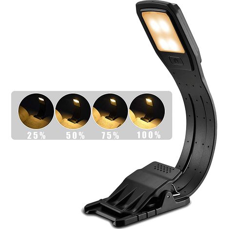 Lampe de lecture à pince, lampe de lecture LED pour lire au lit, plusieurs niveaux de luminosité, lumière douce et agréable pour les yeux. (1/4)