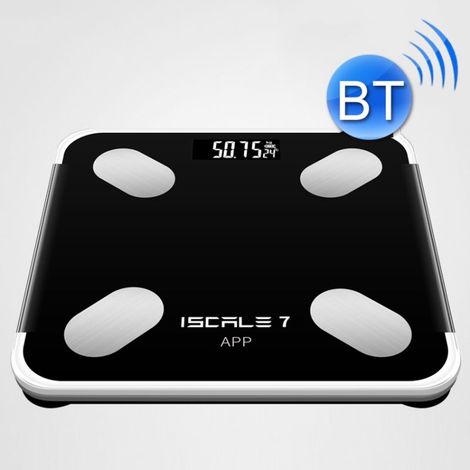 Balance connectée avec Bluetooth et mesure de la masse grasse - Fonctionne sur piles (Noir brillant) (1/5)