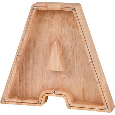 Tirelire en bois en forme de lettre A, transparente, pour enfants et adultes, décoration et économie