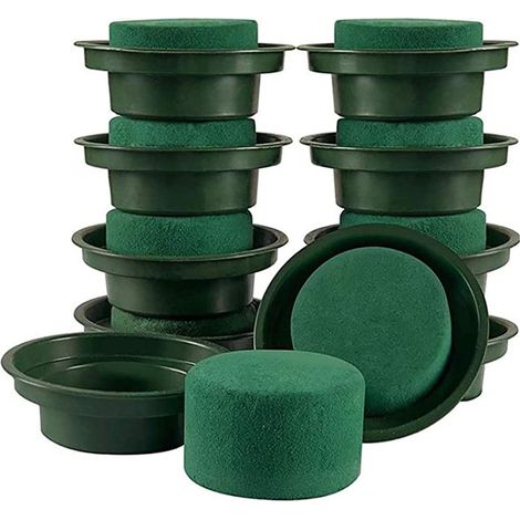 Mousse Florale Humide Et Bol En Plastique Pour Arrangement Floral Rond Vert Mariage Fete Lot De 10 (1/5)