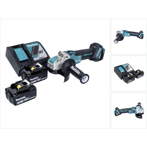 Amoladora angular sin cable Makita DGA 521 RGX1 18 V 125 mm X-LOCK Brushless + 2x batería recargable 6,0 Ah + cargador (1/5)