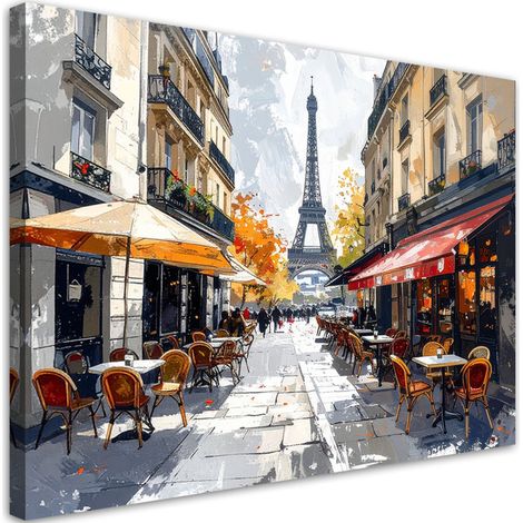 Wandbild Paris Cafés mit Blick auf den Eiffelturm 30x20 (1/5)