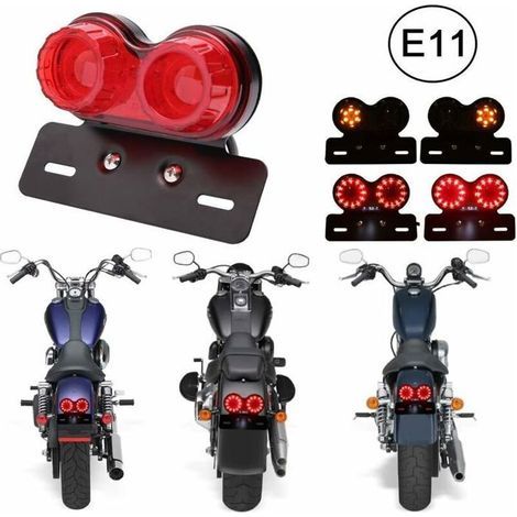 1pcs 40 LED (Rouge) Double Feu arrière de Moto Feu de Freinage.Indicateurs de Clignotant Lampe de marche avec Support de plaque