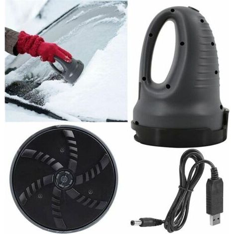 Grattoir à glace électrique pour voiture, chargement USB, dégivreur de vitres, facile à utiliser, rapide, gain de temps, noir (1/4)