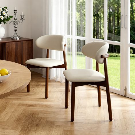Chaise de salle à manger moderne en chêne, finition noyer, lot de 2, dossier ergonomique (1/5)