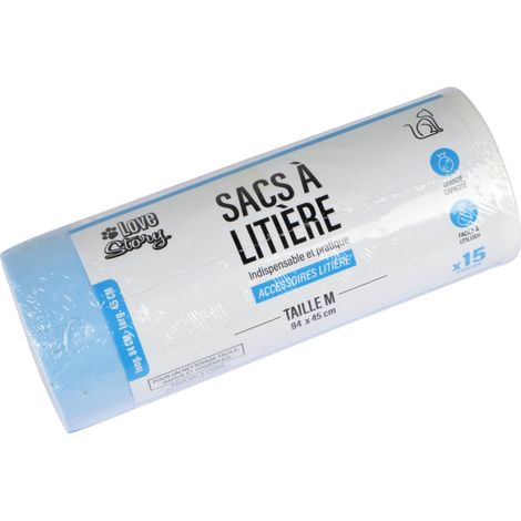 Rouleau de 15 Sacs pour Bac à Litière avec Poignées Polyethylene 84 x 45 cm (1/3)