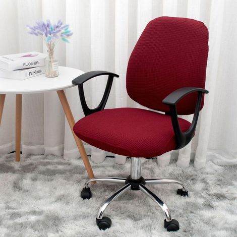 Housse de chaise de bureau ((Rouge, 2pcs)), housse de chaise amovible, style minimaliste moderne universel, housse de chaise de bureau pivotante, fauteuil de chaise pivotante - pas de chaise (1/4)
