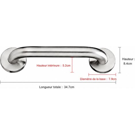 Barre d'appui inox 304 tube 32 mm écart 300 mm finition brossée 550 g 300mm réf 1022 550 g – Livraison gratuite