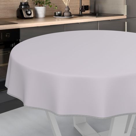 Nappe en Toile cirée, Lavable, pour Table de Jardin, extérieur et intérieur, Ronde, 100 cm, avec Ourlet, Grise (1/5)