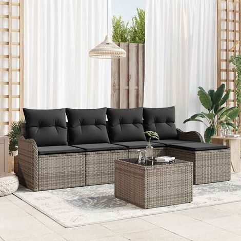 Teenpull – Gartensofa-set 6 Stk. Schwarz Poly-Rattan (1/5)