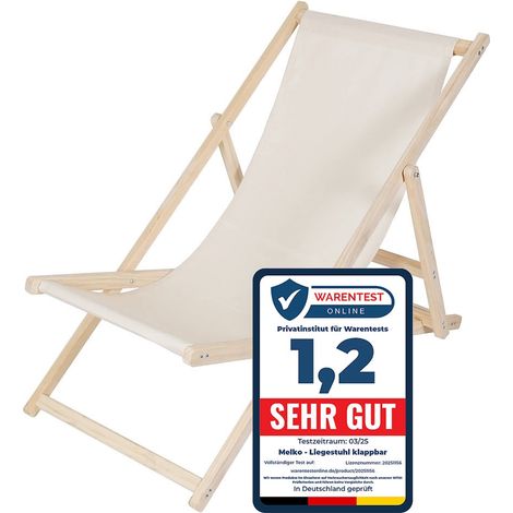 Melko Liegestuhl Beige Strandstuhl Faltliege Campingliege Sonnenliege Gartenliege