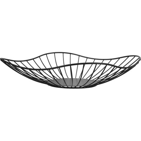 Corbeille à fruits et légumes en métal diamètre 27 cm style moderne pour cuisine rangement et décoration couleur noire (1/5)