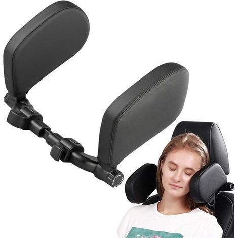 Oreiller de nuque pour siège auto – Appui-tête de voiture – Oreiller de tête réglable – Soutien de la nuque – Sécurité et protection – Pour enfants et adultes – Noir (1/5)