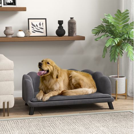 Divano per cani con schienale e braccioli, 98,5 x 60,5 x 35,5 cm, grigio scuro OKMYHOME (1/5)