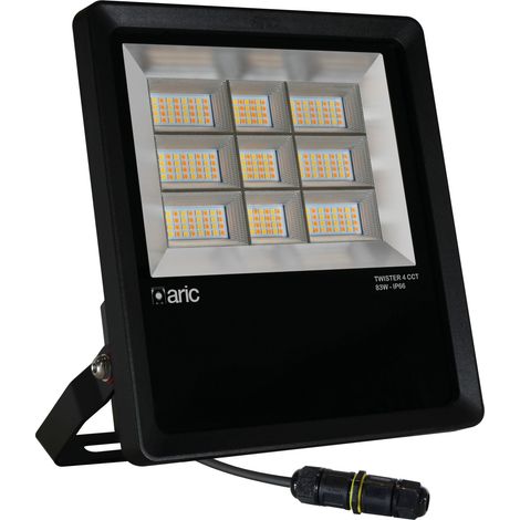 PROJECTEUR TWISTER 4 noir 83W 3CCT IP66 IK08 2200K/3000K/4000K 12870lm 90° 50000h ARIC 51689 (1/4)