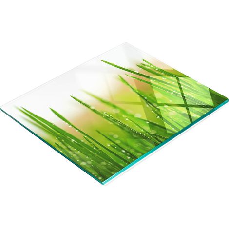Tagliere e vassoio decorativo in vetro per cucina, a forma di erba sintetica, 60x52 cm. (1/5)