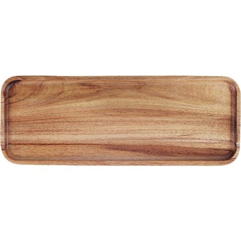 Plateau créatif en bois d'acacia (1 pièce) pour le café, le petit-déjeuner et le pain (marron clair)-28X10.5cm-Brown