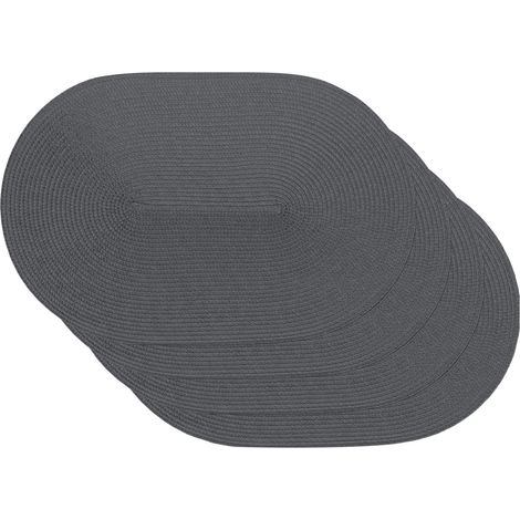 Set de Table tressé Spiral Gris, Napperon pour Salle à Manger, Tapis de Table à Manger, Ovale, 4 pièce, 45 x 30cm, 59114 (1/5)