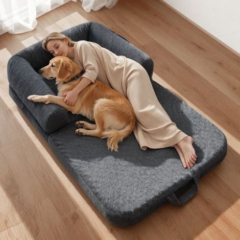 Lit pour Chien Humain 179x95x22 cm Panier Géant pour Chien en (1/5)
