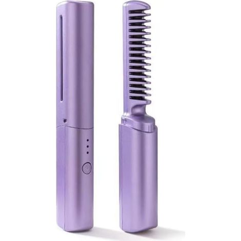 Peigne, styler les cheveux anti-brûlure, sans fil et portable avec un corps en plastique (violet). (1/5)