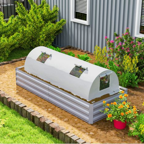 Serra tunnel da giardino 200 x 80 x 45 cm, 4 finestre in rete, bianca OKMYHOME (1/5)