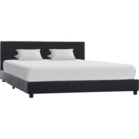 Estructura de cama sin colchón cuero sintético negro 140x200cm vidaXL