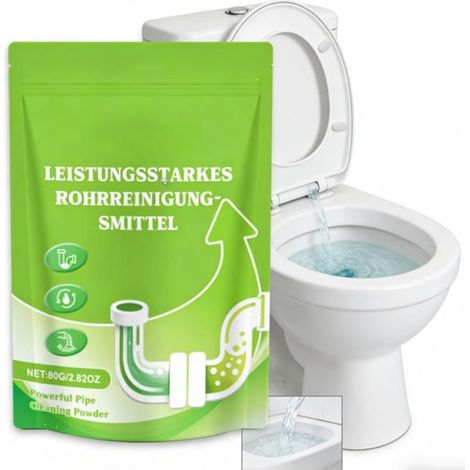 Déboucheur de canalisations 80g Poudre moussante puissante éviers, douches, toilettes et salle de bain Dissout efficacement cheveux (1/5)