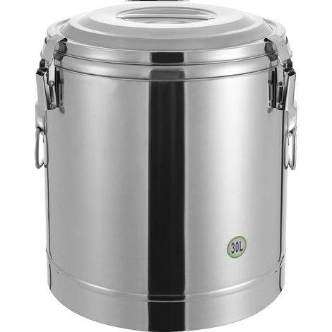 Seau de stockage alimentaire isolé, en acier inoxydable durable, capacité de 30L, Argent (1/2)