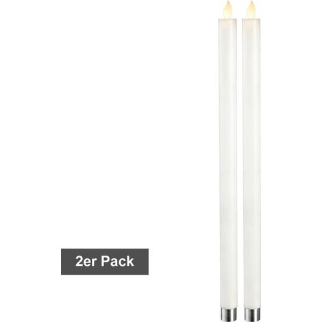 Star Trading Set de bougies M-Twinkle, 2 pièces, bougies de table, cire, blanc, LED, minuterie, jaune chaud, 40 cm