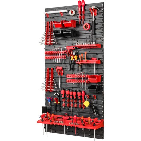 Panneau mural pour outils de garage + 40 supports, étagères, plateaux (1/5)