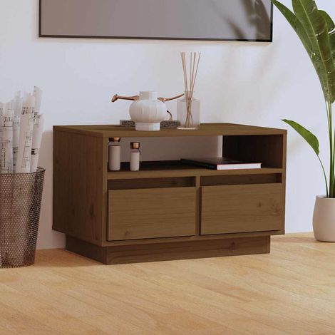vidaXL Meuble TV Marron miel 60x35x37 cm Bois de pin massif (1/5)
