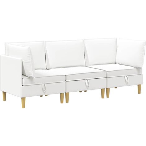 Modular Sofa Set mit Stauraum 3 pcs Weiß Stoff vidaXL (1/5)