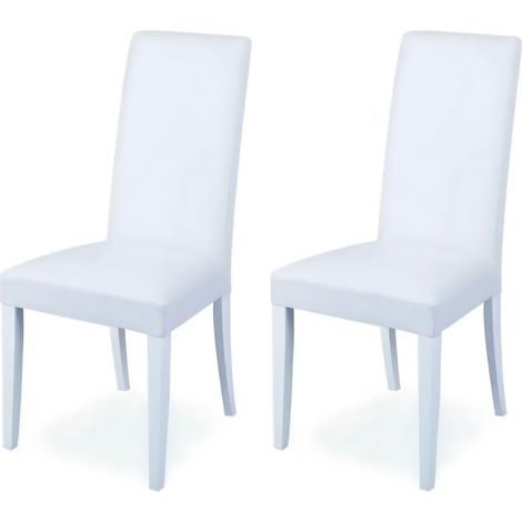 2 Sedie Ecopelle Bianche Cucina Imbottite Legno Moderna Sala da Pranzo Salotto