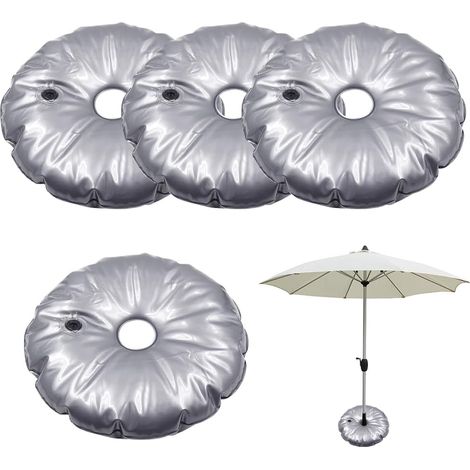 4 Pièces Sac de Poids de Base de Drapeau, 37cm Pied de Parasol Lourd de Parapluie Rond Rempli 3L d'eau ou de Sable Contrepoids Porte Portable Pliable Extérieur pour Balcons Plages Terrasses (1/5)
