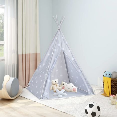 Kinder Tipi-Zelt mit Tasche Polyester Grau 115x115x160 cm vidaXL (1/5)