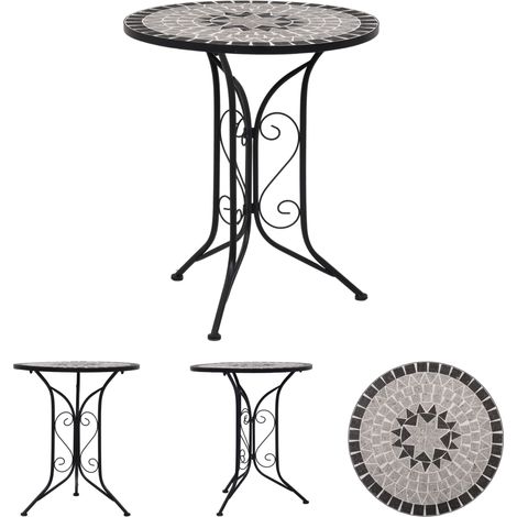 Keramik Tisch - vidaXL Mosaik-Bistrotisch Grau 60 cm Keramik - Beistelltisch (1/5)