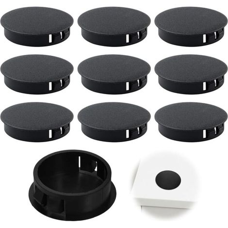 Lntyq Patins pour meubles, cache trou Lot de 10 bouchons de protection en plastique cache vis noir pour trous de 30 mm pour tuyaux pour perçage de meubles (noir) (1/5)