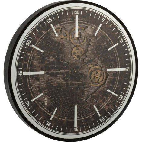 Horloge Murale "Mappemonde" 48cm Or & Noir (1/2)