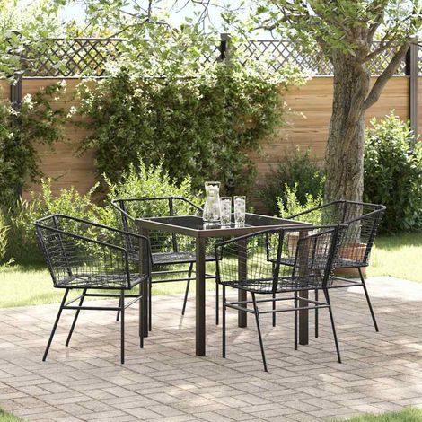 Conjunto de Comedor de Jardín 5 pcs Negro ratán sintético vidaXL (1/5)