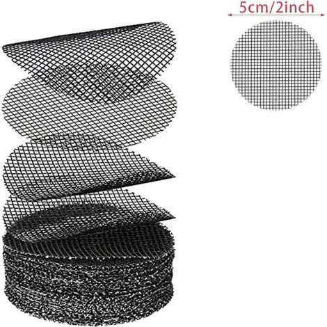 (Carré 5x5cm, 50 pièces) Tapis de drainage rond en maille pour pots, empêchant la perte de terre, idéal pour les bonsaïs, les fleurs et les plantes de jardin. (1/4)