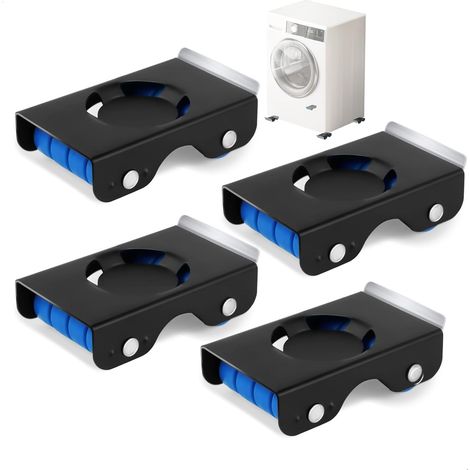 Support Mobile Lave-Linge Meubles Roulettes avec Frein, Base Universelle en Alliage, Capacité 700 kg, Antidérapant et Résistant à l’Humidité, 4 Roues Silencieuses pour Appareils Électroménagers (1/5)