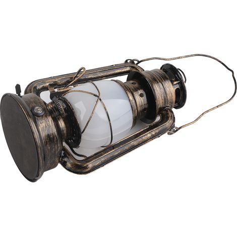 Lampe tempête LED rechargeable, lanterne de camping portable, style rétro, cuivre antique, lumière blanche chaude, avec batterie intégrée, chargeur EU 110-240V. (1/5)
