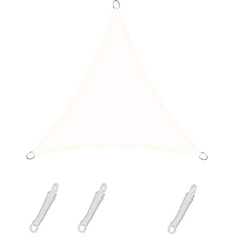 Voile d'ombrage Triangle Color CrèmeToile Imperméable Une Protection des Rayons UV à 95% pour en Plein air Jardin & terrasse Piscine 5x5x7m (1/5)