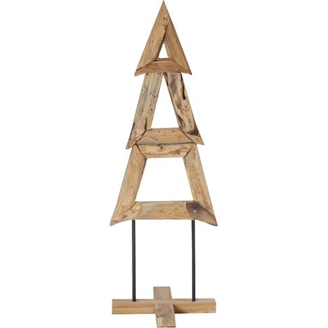 Árbol de Navidad Marrón 120 cm Madera de teca maciza vidaXL