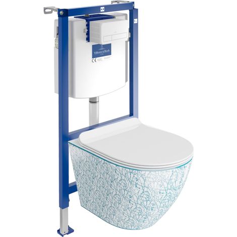 VILLEROY&BOCH WC Set mit Vorwandelement, Wand-WC und Spülknopf (1/5)