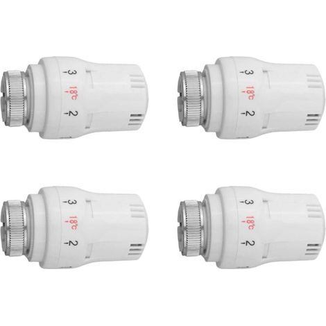 Lot de 4 valves thermostatiques pour radiateur M30 x 1,5 - Tête de contrôle de température avec 5 niveaux réglables - Construction en alliage et plastique - Énergie antigel (1/5)