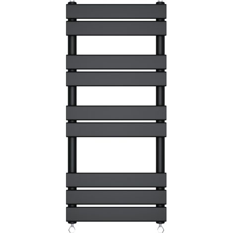 Bathroom Flat Panel Heated Towel Rail Radiator Central Heating 1000x450mm Black